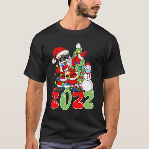 Black African American Santa claus Christmas pajam T_Shirt