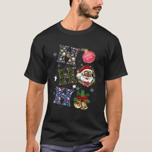 Black African American Santa Claus Christmas Pajam T_Shirt