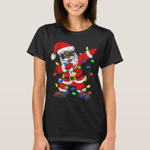 Black African American Santa Claus Christmas pajam T_Shirt