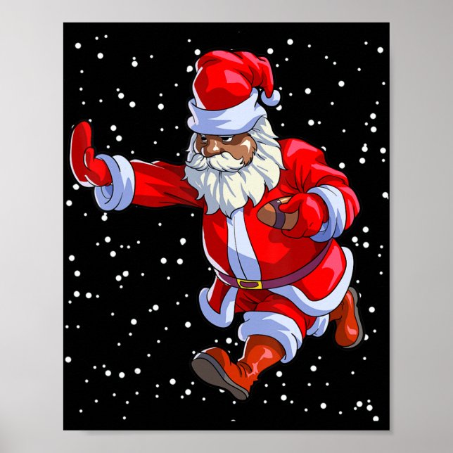 Black African American Santa Claus Football Afro C Poster (Front)