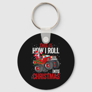 Black African American Santa Claus Monster Truck C Keychain