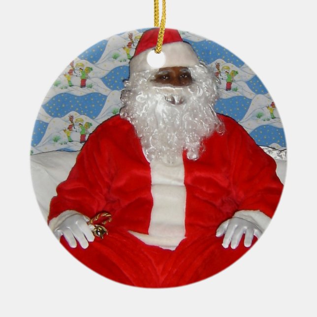 Black African American Santa Claus Ornament (Front)