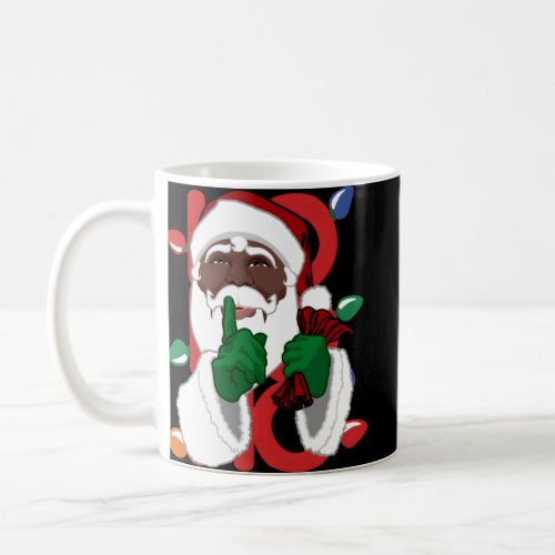 Black African American Santa Pajamas 2021  Coffee Mug