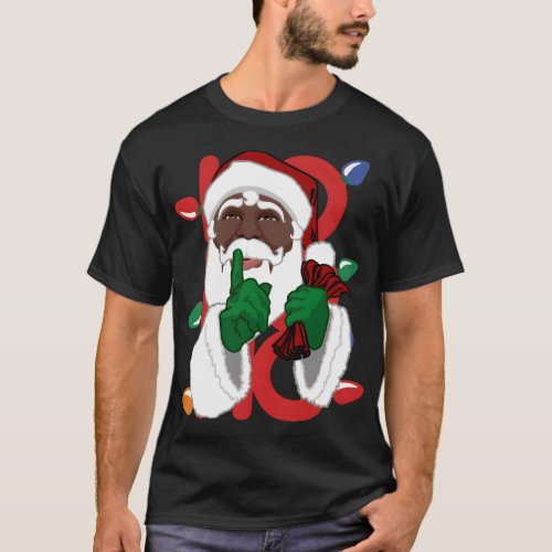 Black African American Santa Pajamas 2021  T_Shirt