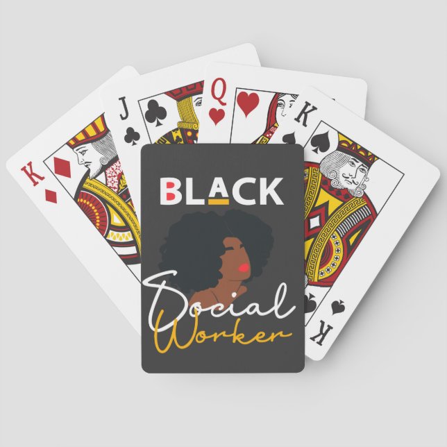 Black African American Social Work Appreciation Gi Poker Cards (Back)