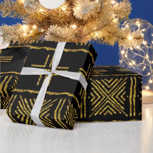 Black African Bogolan Giftwrap Wrapping Paper