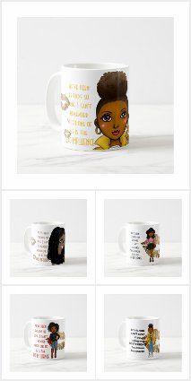 Black African Female Caricature Mugs- Add Text