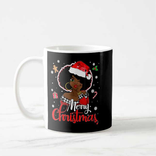 Black African Girl American Melanin Christmas Sant Coffee Mug (Left)