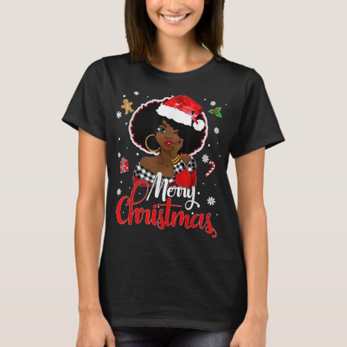 Black African Girl American Melanin Christmas Sant T_Shirt