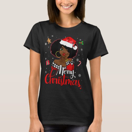 Black African Girl American Melanin Christmas  T_Shirt