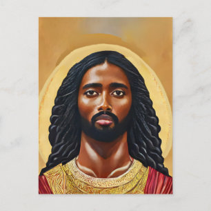 Black African Jesus Christ man Religious Art Postcard