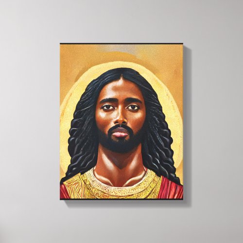 Black African Jesus Christ Religious Art Canvas Print