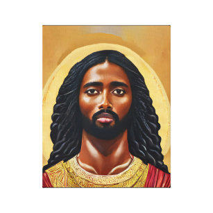 Black African Jesus Christ Religious Art Canvas Print