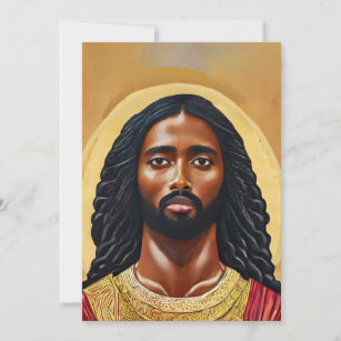 Black African Jesus Christ Religious Art Holiday Card