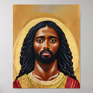 Black African Jesus Christ Religious Art Poster