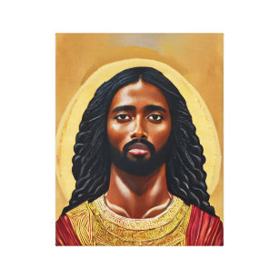 Black African Man Jesus Christ Religious Art Canvas Print