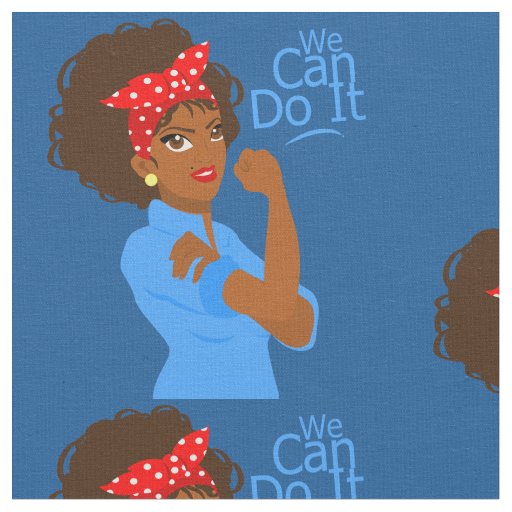 black african rosie the riveter we can do it fabric