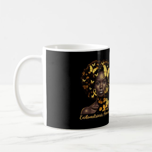 Black African Woman Afro Butterfly Endometriosis A Coffee Mug (Left)