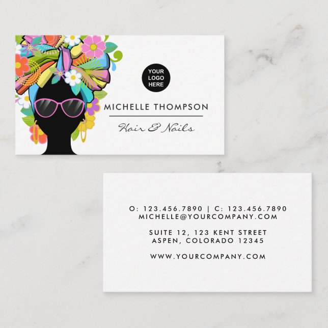 Black African Woman Square Business Card (Front/Back)