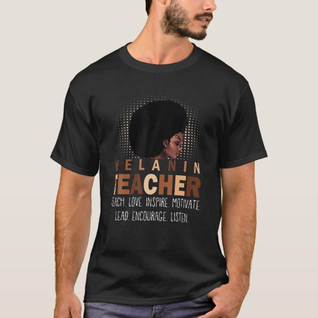 Black Afro African Teacher Black History Month Mel T-Shirt (Front)