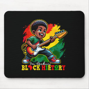 Black Afro Boy I'm Rockin Black History Month Guit Mouse Pad