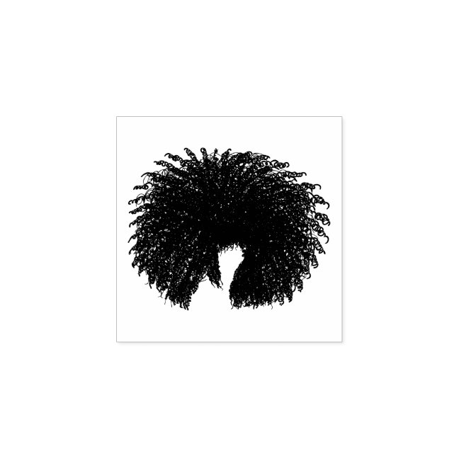 Black Afro Curly Hair Rubber Stamp