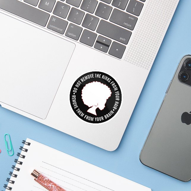 BLACK AFRO HAIR Inspirational Marcus Garvey Quote Sticker (Laptop w/ iPhone)