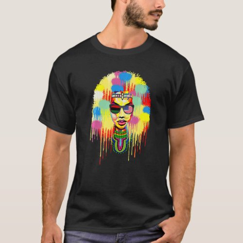 Black Afro Natural Hair Melanin Queen Black Histor T_Shirt