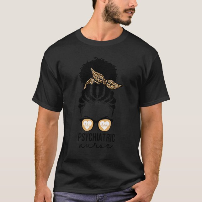 Black Afro Psychiatric Nurse Mental Health Psych N T-Shirt (Front)