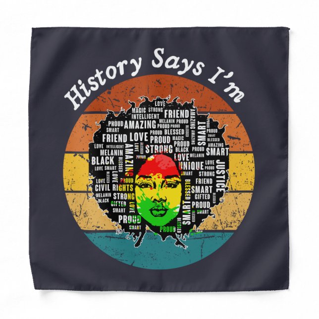 Black Afro Woman Melanin Girl Black History Month Bandana (Front)