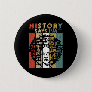 Black Afro Woman Melanin Girl Black History Month  Button