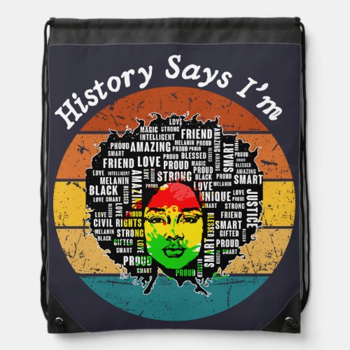 Black Afro Woman Melanin Girl Black History Month Drawstring Bag