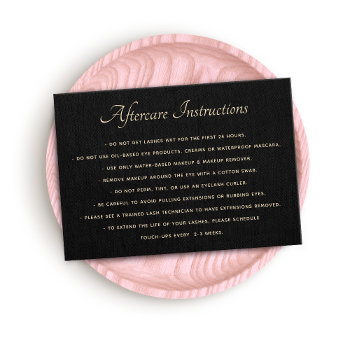 Black Aftercare For Lash Extensions Business Card by sm_business_cards at Zazzle