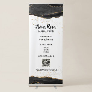 *~* Black Agate Glitter Spa QR Beauty Girly Chic Retractable Banner
