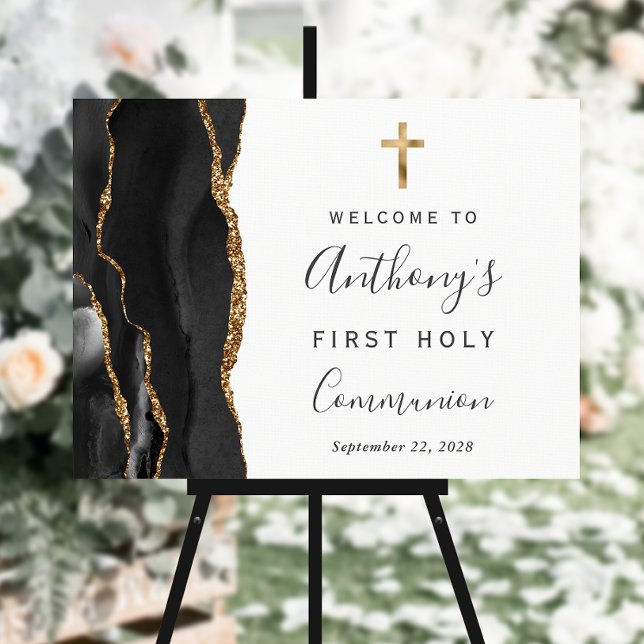 Black Agate Gold First Holy Communion Welcome Foam Board (Creator Uploaded)