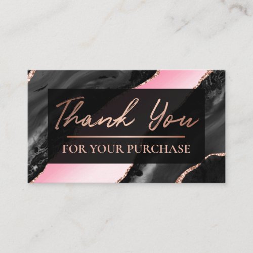 Black Agate Pink Thank You For Your Purchase Business Card