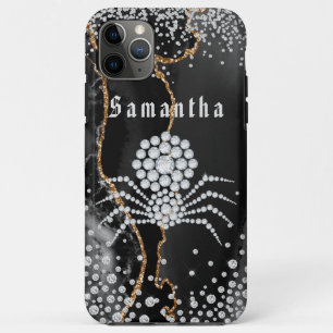 Black Agate with gold & Diamond Accents  iPhone 11 Pro Max Case