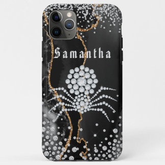 Black Agate with gold & Diamond Accents  iPhone 11 Pro Max Case