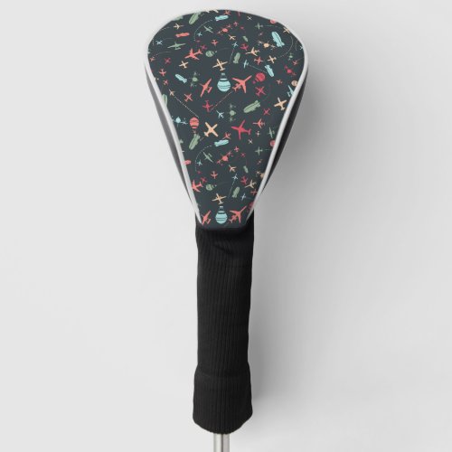 Black Airplane and Aviation Pattern Golf Head Cover