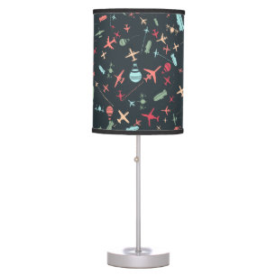 Black Airplane and Aviation Pattern Table Lamp