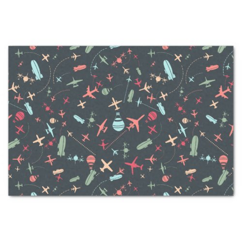 Black Airplane and Aviation Pattern Tissue Paper