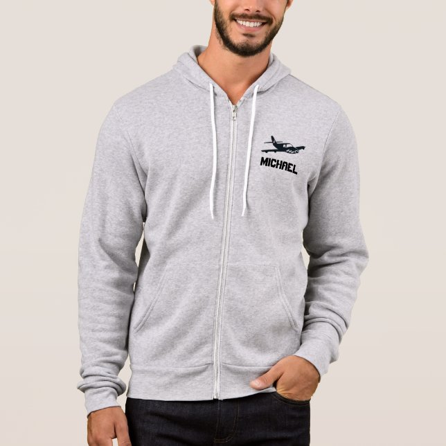 Black Airplane, Aviation, Minimalist, Personalized Hoodie (Front)