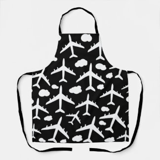 Black airplanes aircraft pattern design apron