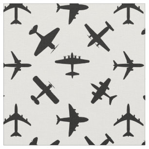 Black airplanes custom colour and tile size fabric