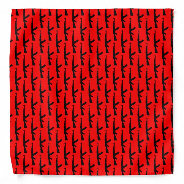 Black AK-47 Weapon Assault Rifle Guns, Red Bandana (Front)