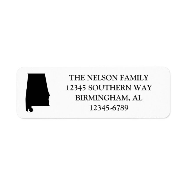 Black Alabama Map Shape Label (Front)