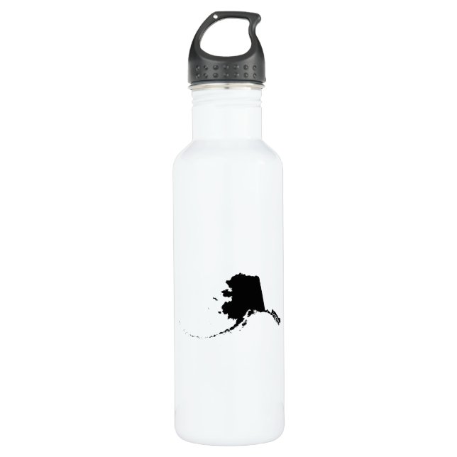 Black Alaska Shape Stainless Steel Water Bottle (Front)