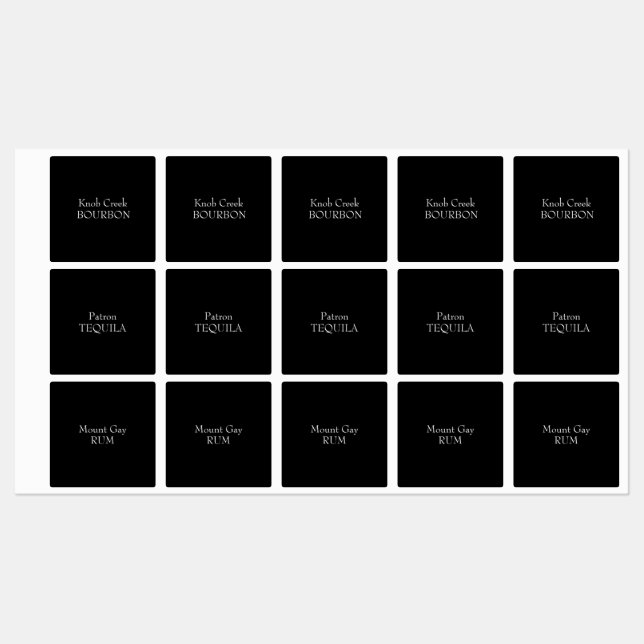 Black Alcohol Brand Custom Labels (Sheet)