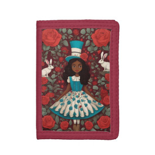 Black Alice in Wonderland Trifold Wallet