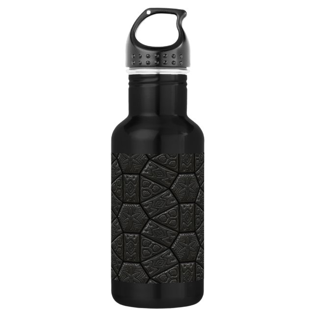 Black Alien Carved Design Stainless Steel Water Bottle (Front)